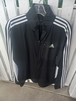 Adidas Black Track Jacket with White Stripes