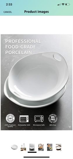 Porcelain Serving Platter with Handles Serving Bowl Set for Noodles 11.93-inch Porcelain Platter Set Large Dinner Plate for Meat, Salad Set of 2 White