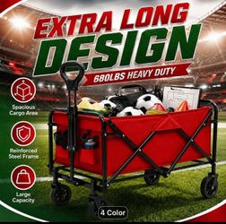 New Red XXL Capacity 680 lb Heavy Duty Reinforced Steel Frame with large 360 All Terrain Tires