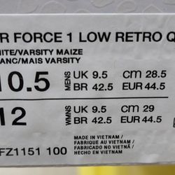 Nike Air Force 1 X Kobe Bryant Low Retro QS SZ 10.5