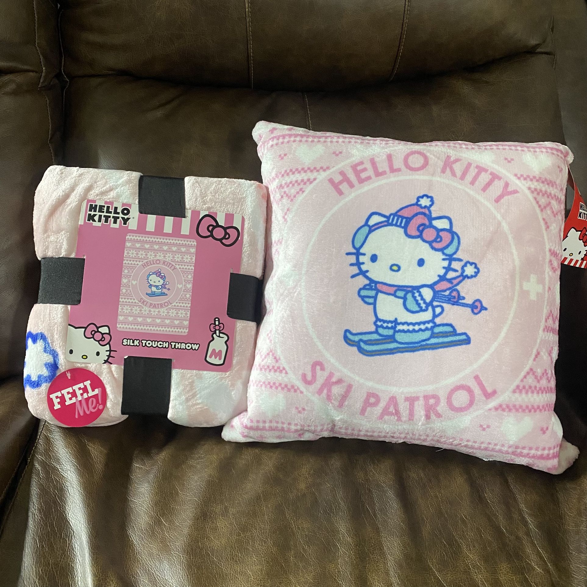 Rare hard to find Hello Kitty pillow and silky plush blanket