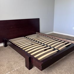 Brown Wood Platform Bed Frame 