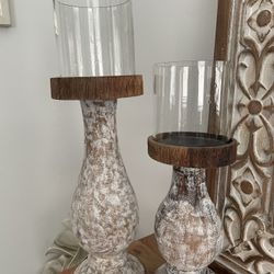 Washed Wood Hurricane Pillars