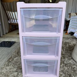 Brand new pink three drawer storage cabinet