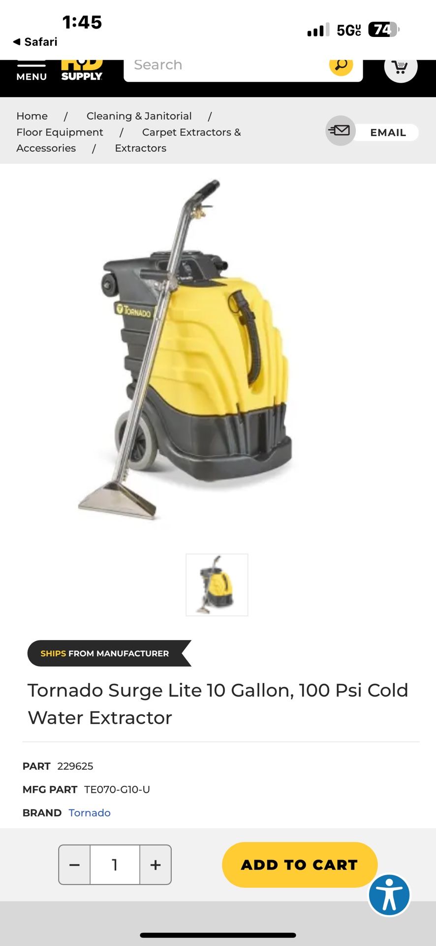 Tornado Extractor Carpet Cleaner