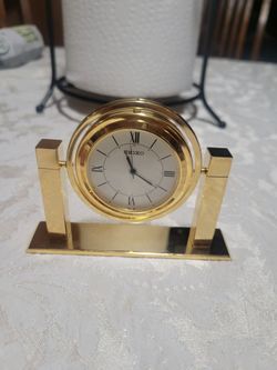 Vintage Solid Brass Seiko Desk Clock Fully Rotating Clock