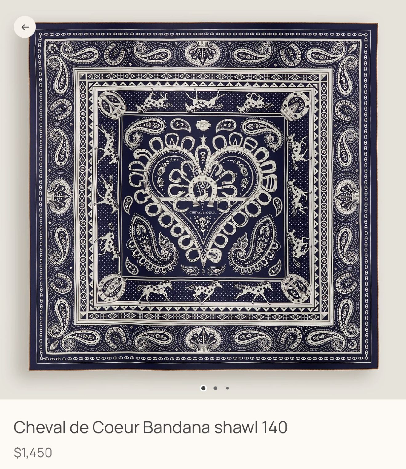 Hermes Scarves - Cheval de Coeur Bandana shawl 140