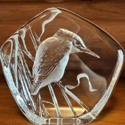 Vintage crystal Paperweight Bird