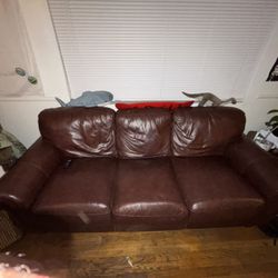 Brown Leather Couch 