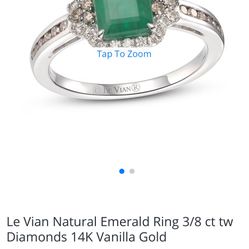 Levian Emerald & Diamond Ring 14k White Gold
