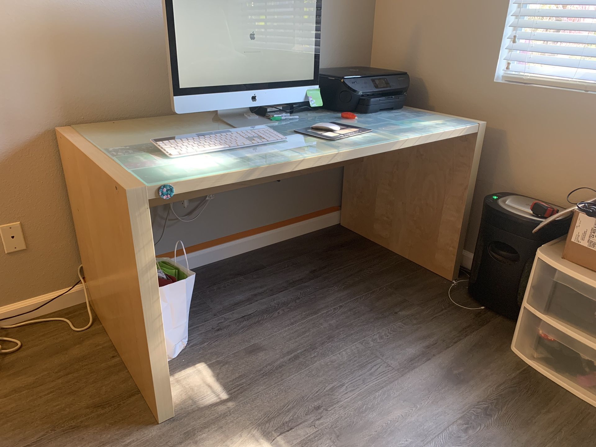 IKEA office desk with glass top