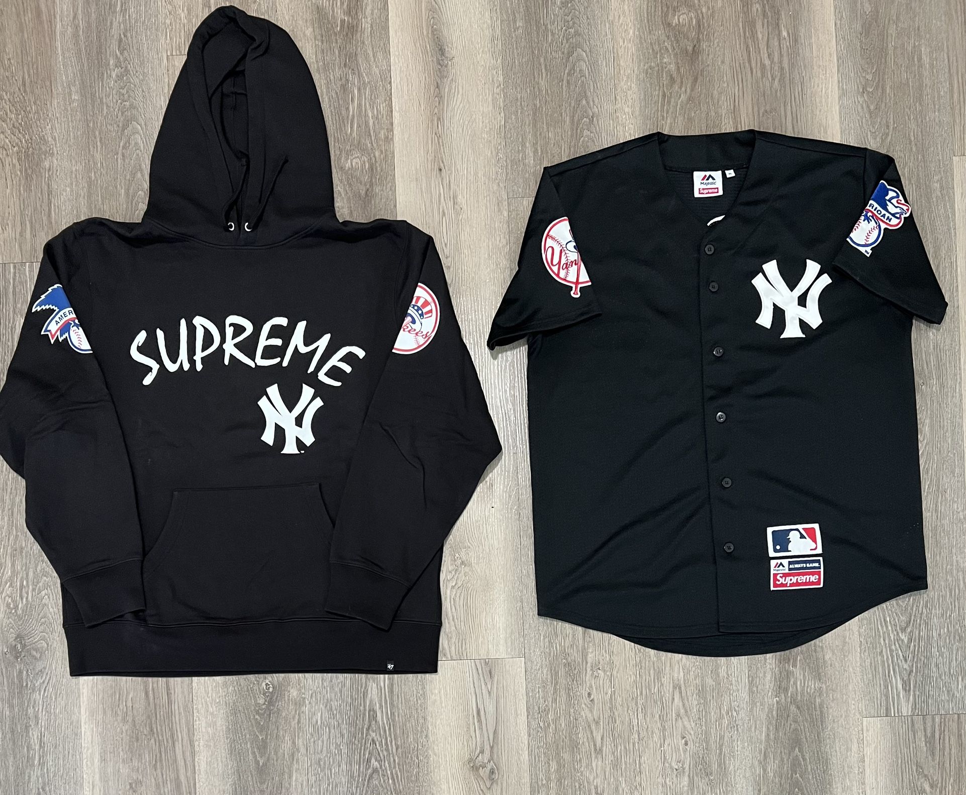 Supreme x New Yankees Jersey & Hoodie sz XL Black