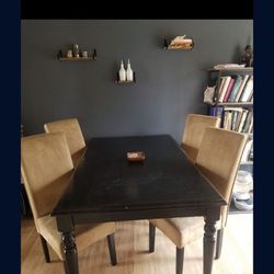 Black Kitchen Table With Suede Chairs