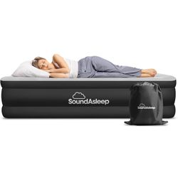 5,561) SoundAsleep Dream Series Luxury Air Mattress with ComfortCoil Technology & Built-in High Capacity Pump for Home & Camping- Double Height, Adjus