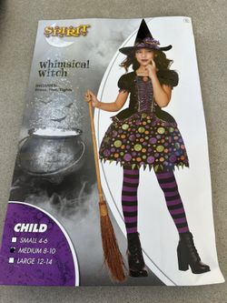 Spirit Girls Cute Witch Costume Kids Size Medium 8-10