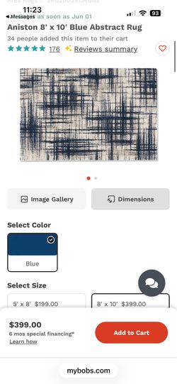 Blue abstract area rug 8x10