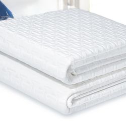 Queen Mattress Protector with Stretches up to 8"-21" Deep Pocket, Mattress Pad Bed Cover Noiseless White