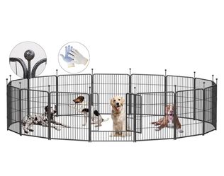 G322-Dog Playpen,32/40/45 Inch Height in Heavy Duty, Folding Indoor Outdoor Anti-Rust Dog Exercise Fence, Portable Pet Playpen with Door for Large Med
