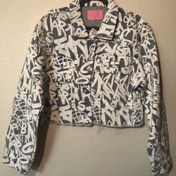 Graffiti Graphic Denim Jacket Size: XXL