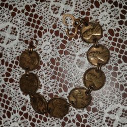 VINTAGE COPPER U.S. PENNY COIN COLLECTABLE JEWELRY BRACELET