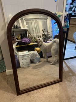 26x38” Arched Brown Vanity Mirror