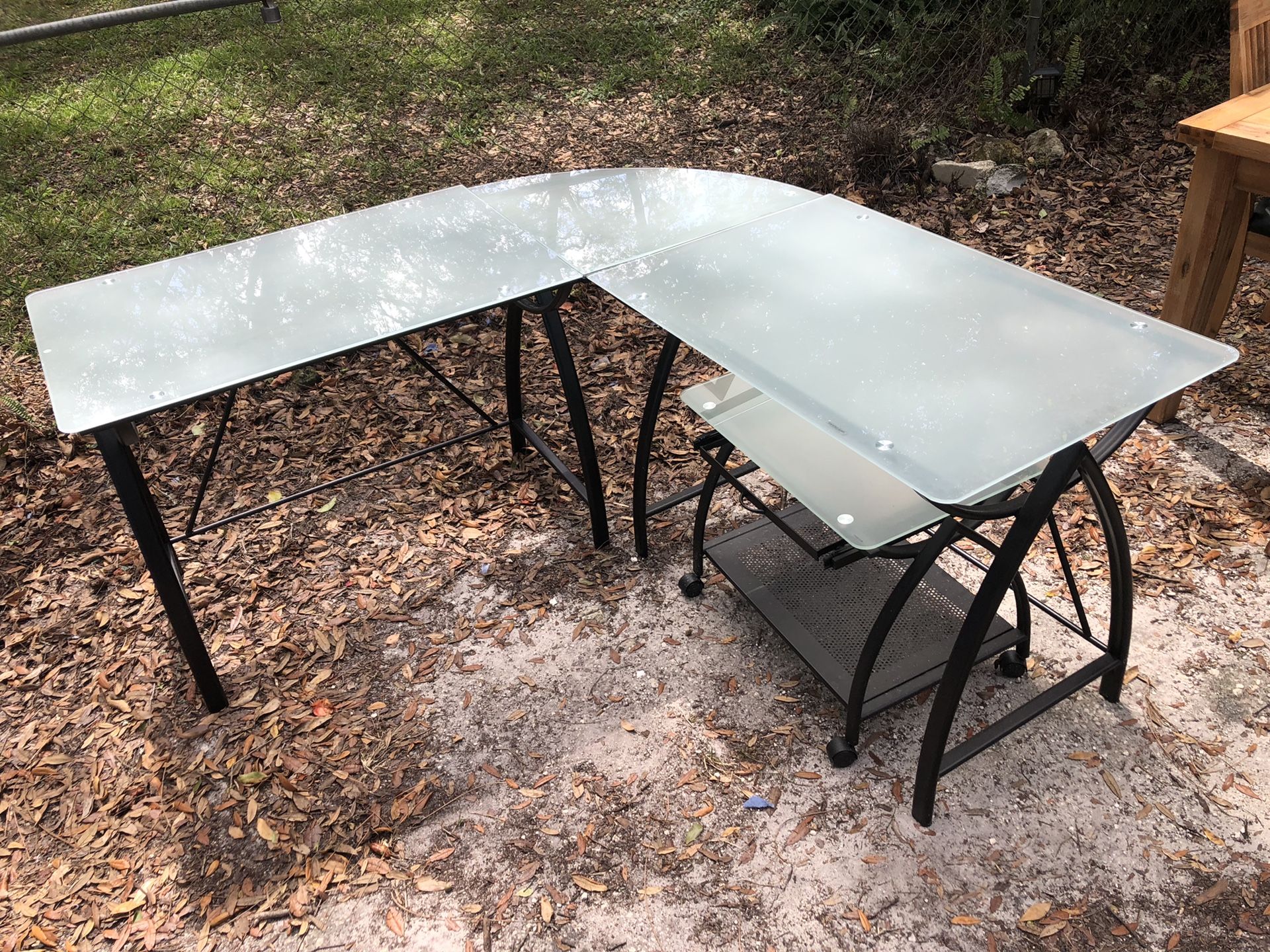 Frosted Glass Corner Desk