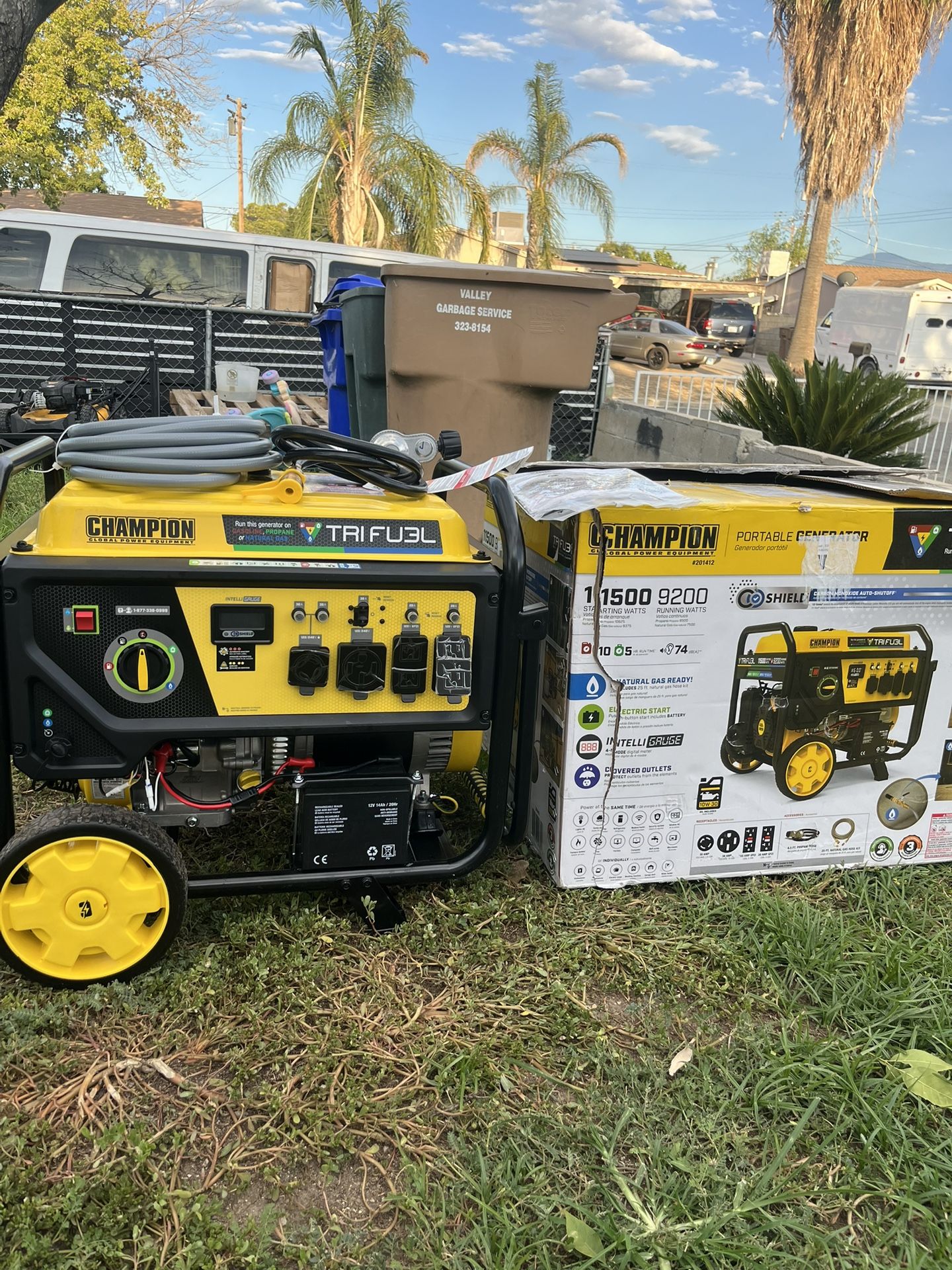 Champion Power Equipment 11,500/9,200-Watt Electric Start Gasoline, Propane and Natural Gas Tri-Fuel Portable Generator with CO Shield