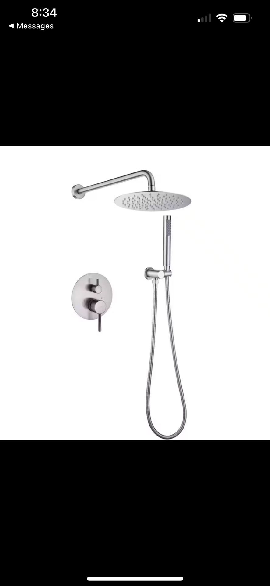 BWE 1-Handle 1-Spray Round Shower Faucet System 2.5 GPM with Valve in Nickel