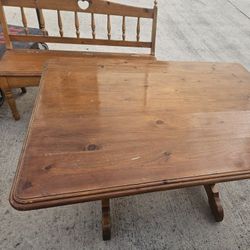 Wood Dining Table With Bench Chairs