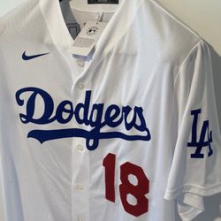 LA Dodgers White Jersey For Yamamoto #18 New With Tags