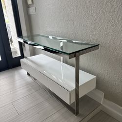 White Chrome glass top Calypso Console Table