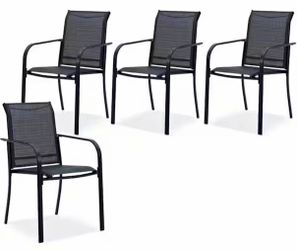 All-Weather Stackable Metal Outdoor Patio Chairs (4-Pack)