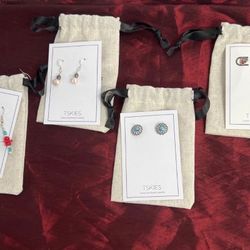 4 Pair Of TSKIES Native American Earrings 2 Stud 2 Dangle NEW