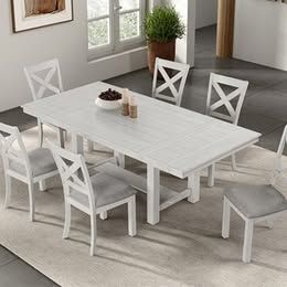 7-Piece Dining Room Set in Rustic White Oak