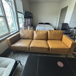 West Elm Leather Couch (Very Negotiable) 