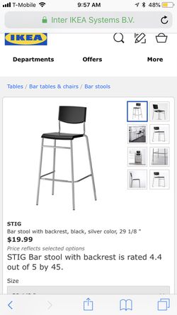 STIG Bar stool with backrest, black, silver 29 1/8 " for Sale in Issaquah, WA OfferUp