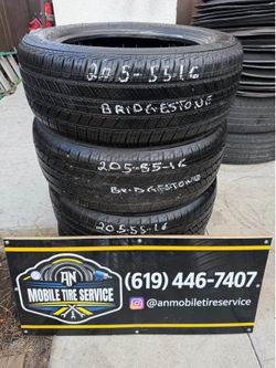 4 USED TIRES 205/55/16 BRIDGESTONE TURANZA QUIETTRACK 90% OF THE LIFE $320 CASH PRICE MOUNTED & BALANCE