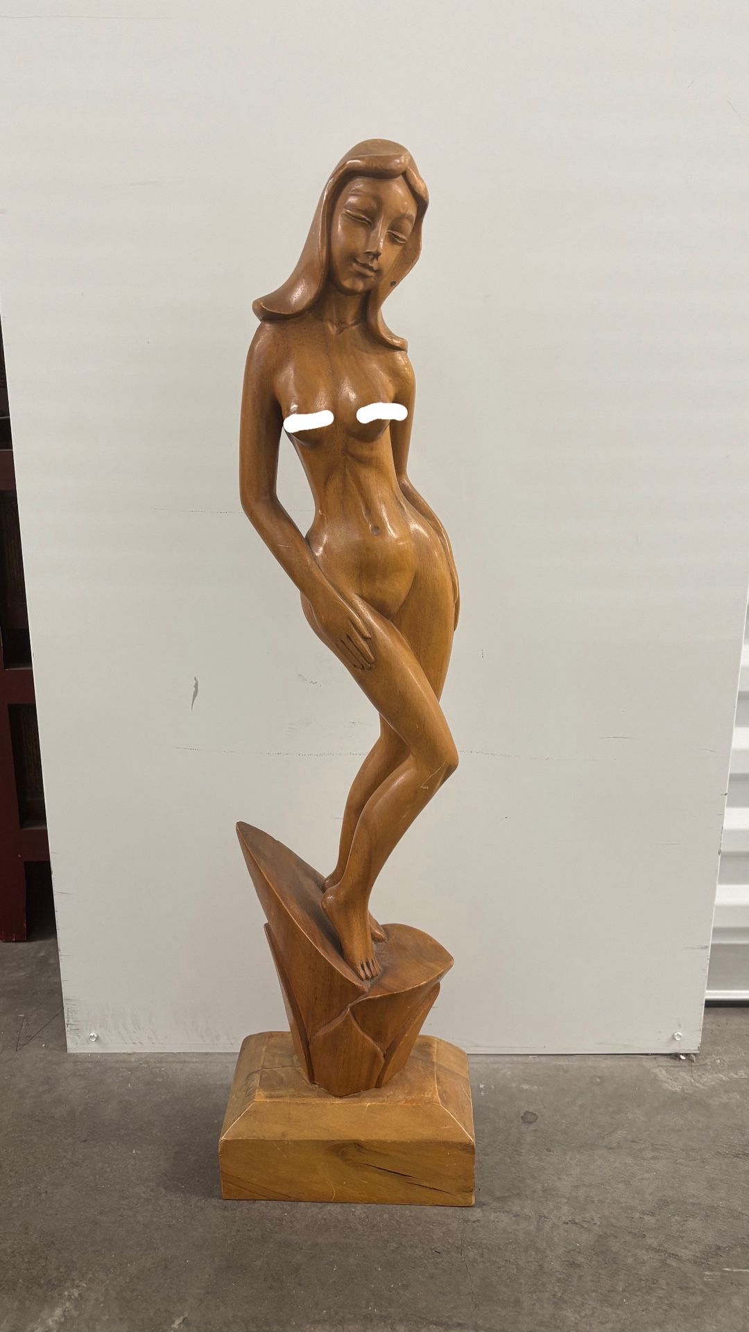 Vintage Mid Century Lady Wooden Statue