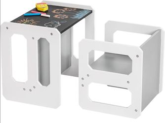 Cozivolife Kids Montessori Table & Chair Set 3-in-1 with Chalkboard – Ages 3-7