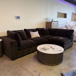 Brown Modern Sectional Modular Cloud Sofa Couch with Reversible Chaise 