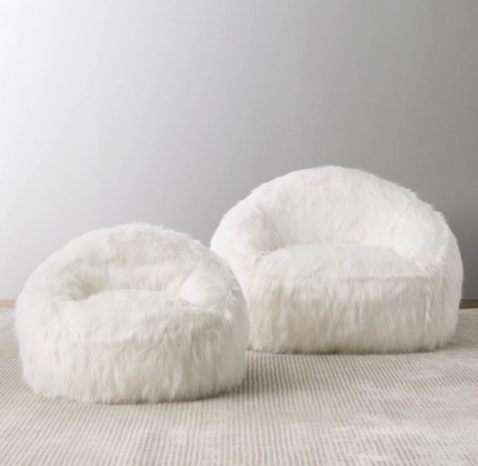 RH Kashmir Fur Bean Bag Bucket Chair