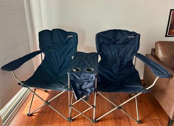 MacCabee - Camping Chairs, Heavy Duty Attached Folding Chairs with Soft Side Table, Portable Outdoor Chair with Cup Holder for Adults, Collapsible for