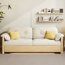 Sofa Bed with Storage Space Convertible Design Solid Wood Sponge Fabric