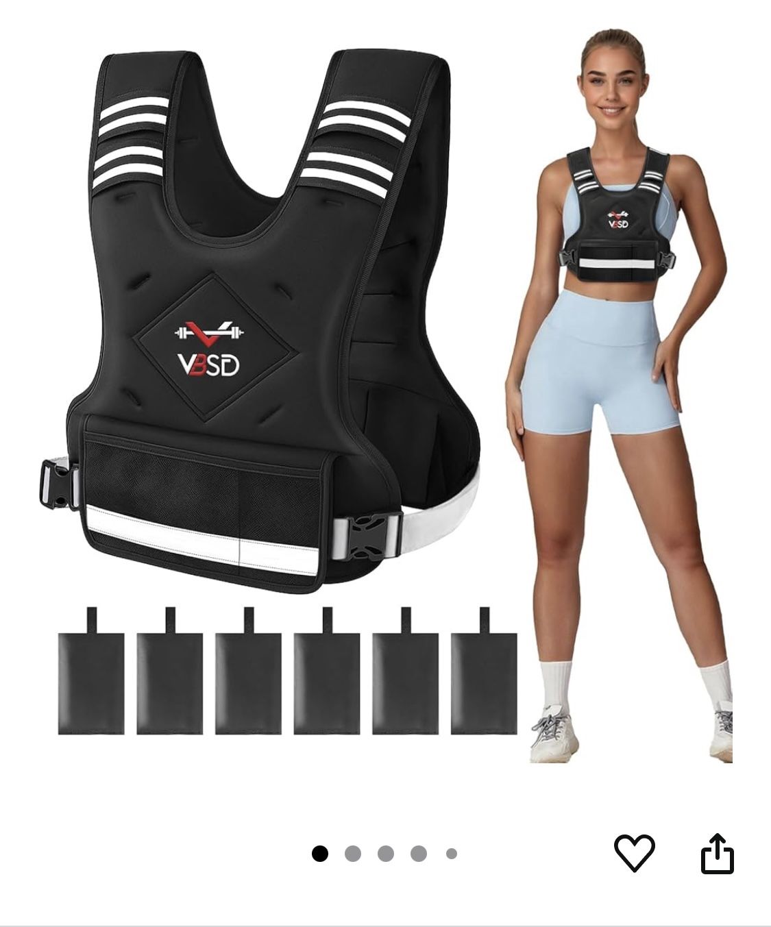 New VBSD Adjustable 11-20 Lb Weighted Vest