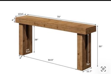 HOKYHOKY Solid Wood Entryway Table, 70-Inch Console Tables, Rectangular Behind Couch Table