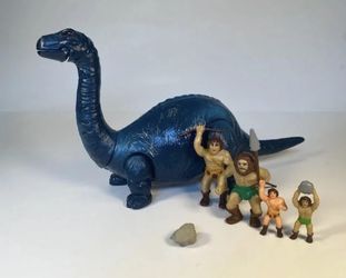 Dinosaur Warrior Lot - 2 Cavemen 2 Mini Cave Men & Brontosaurus 1987