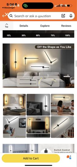 2 black LED Wall sconces