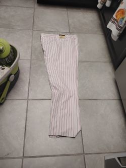 Men's Red And White 3 Pc Pinstripe Suit