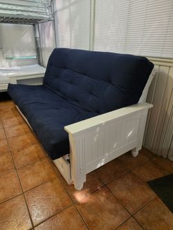 Queen size white Futon with drawers