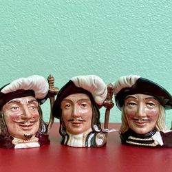 Vintage Royal Doulton Set of 3 Three Musketeers Jugs Aramis Athos Porthos 4" Mugs
